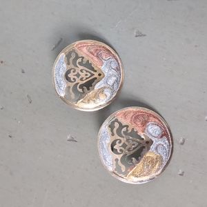 Vintage Hand Painted Metallic Earrings